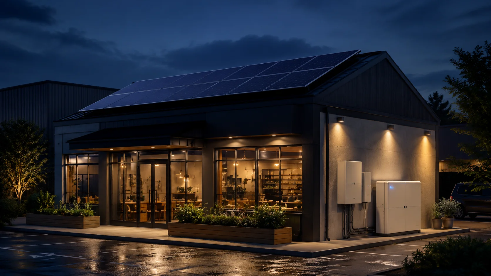 Small business with solar panels